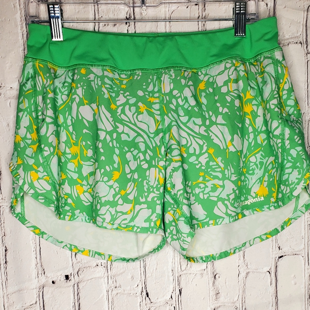 Patagonia Green Print Nine Trails Running Shorts M